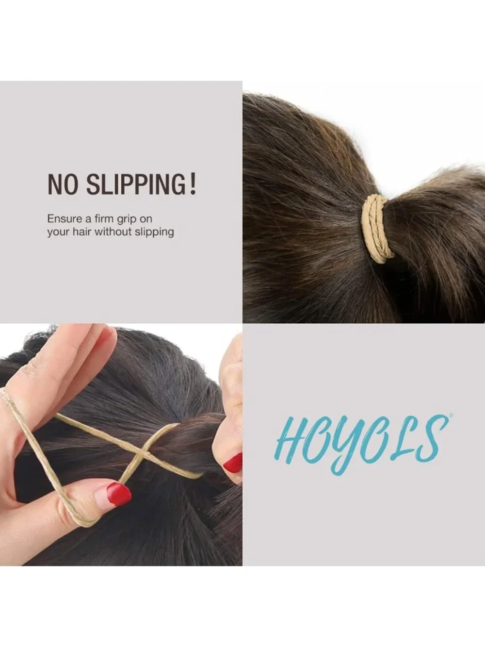 Light Blonde Ponytail Holders - 50 pcs Elastic Hair Ties, 4mm Thick, Durable